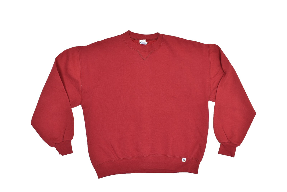 Vintage Russell Athletic Red Solid Crewneck Sweatshirt Regular Size L USA Made